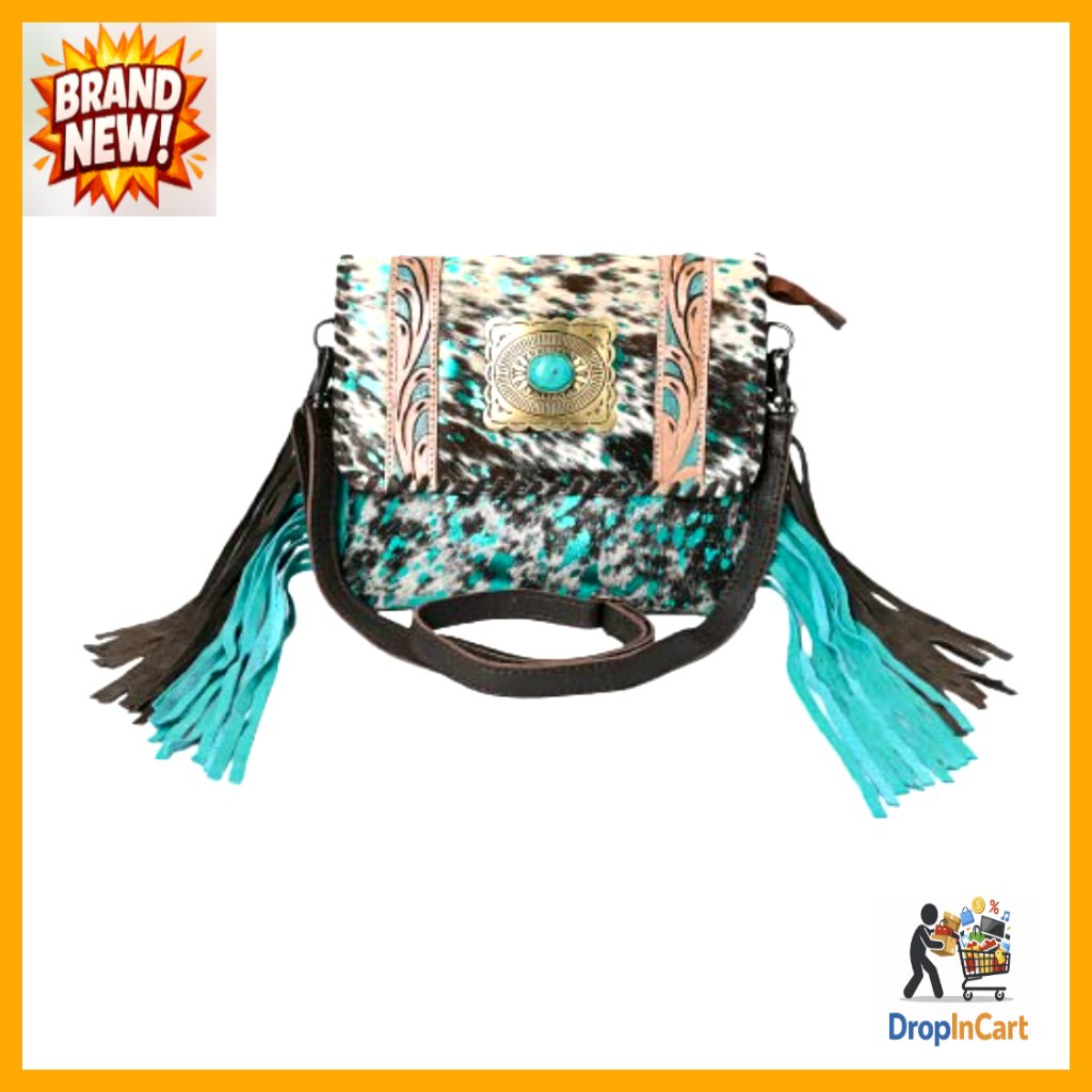 Turquoise Leather Crossbody Bag Elegant Minimal Chic Adjustable Strap